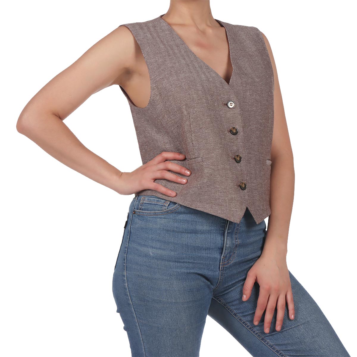 Chaleco Botones al Frente Elegante Casual OVS para Mujer image number null
