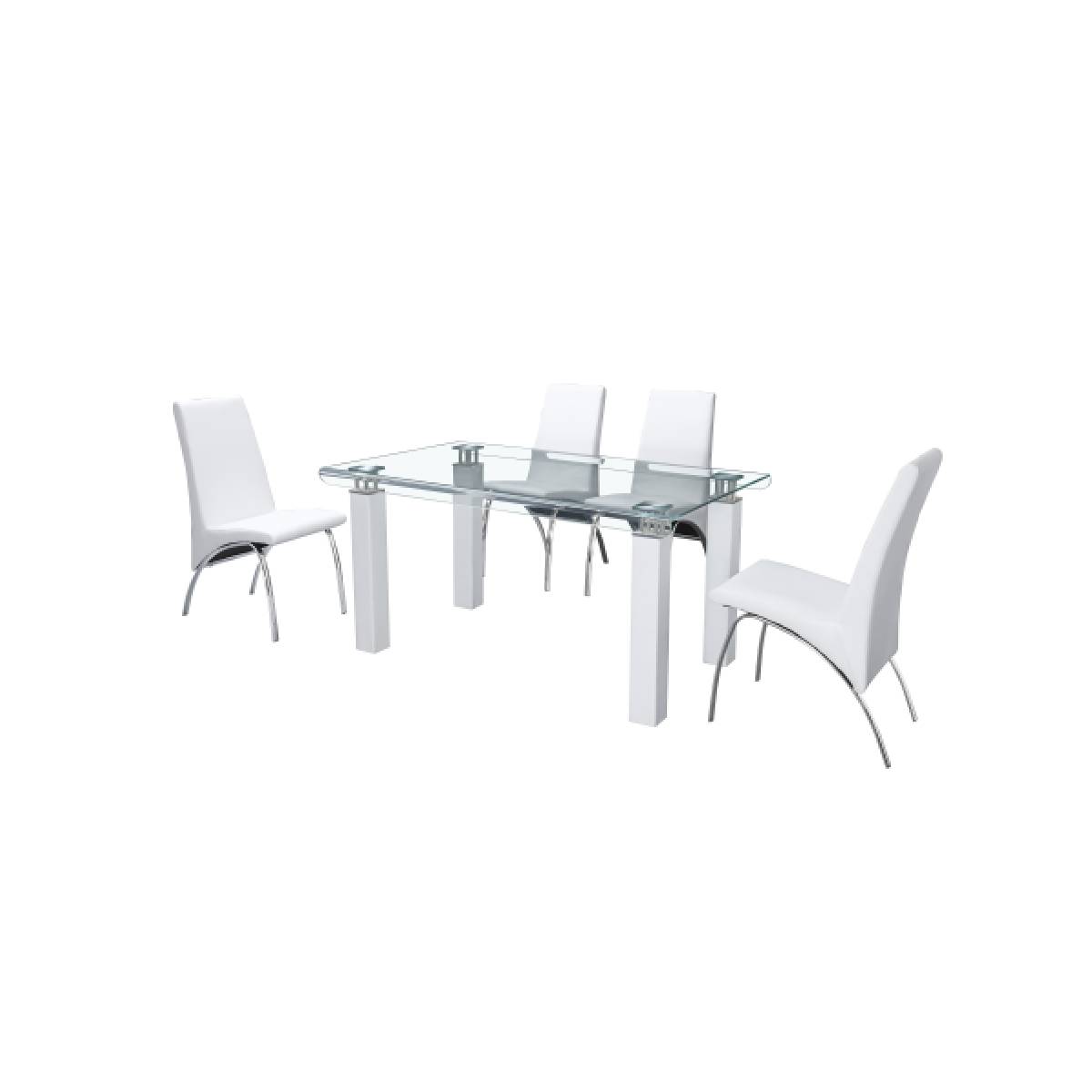 Antecomedor De Cristal Con 4 Sillas Blancas Premiere image number null