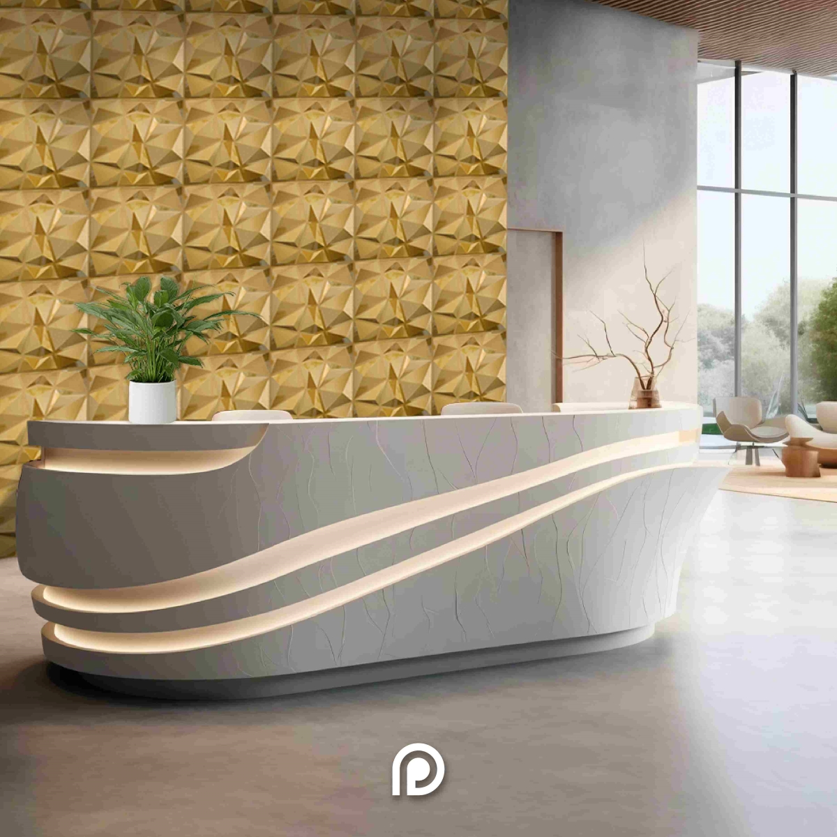 Panel decorativo 3D Cuarzo Oro 50x50cm Deco PVC image number null