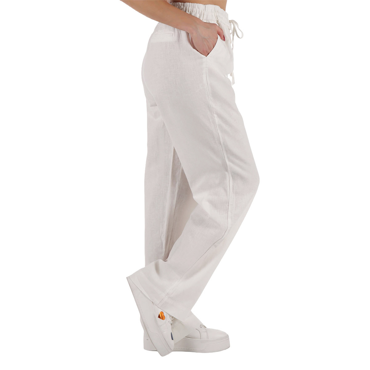 Pantal&oacute;n de Lino Pierna Ancha Tiro Medio Lifestyler Mujer image number null
