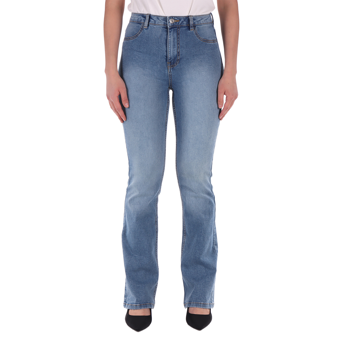 Jeans Corte Acampanado Lavado Medio OVS para Mujer image number null