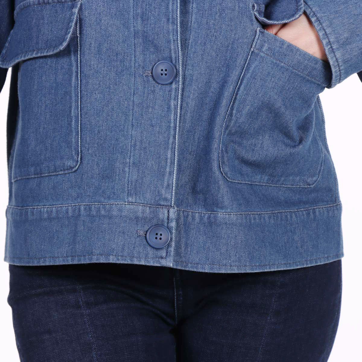 Saco Mezclilla Botones Solapa Casual Lifestyler Mujer image number null