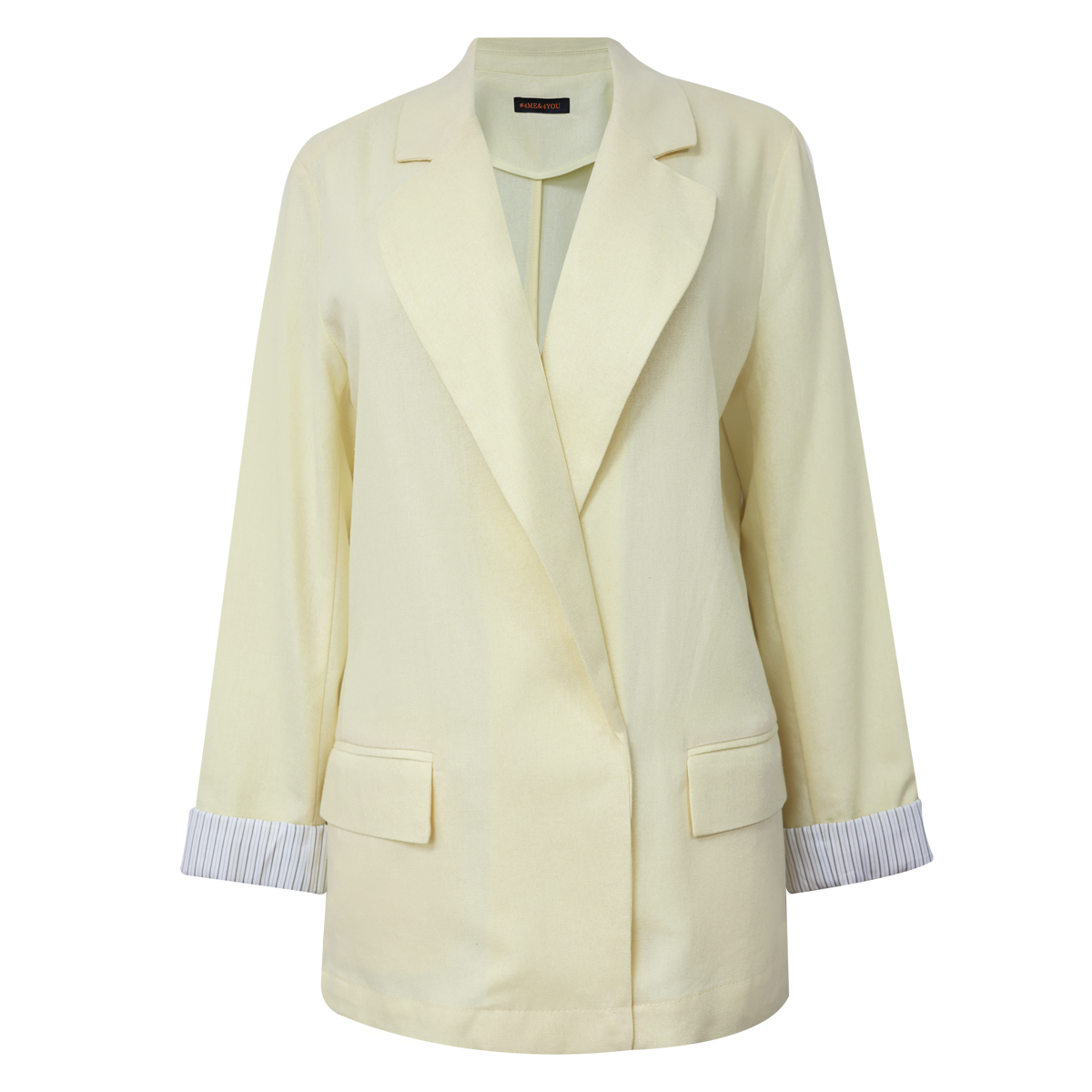 Blazer oversize vainilla con pu&ntilde;o a rayas para Mujer Junior #4ME&4YOU image number null