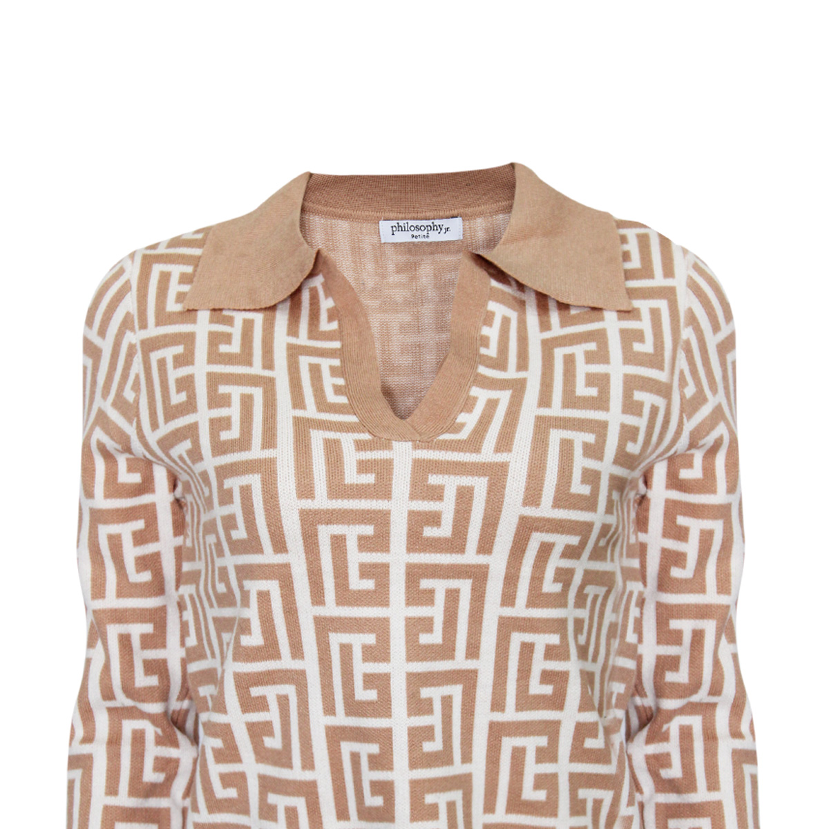 Su&eacute;ter Philosophy Mujer Estampado Grecas Cuello V image number null