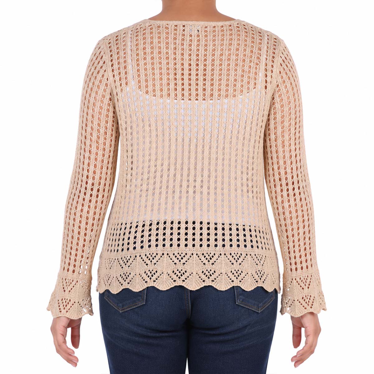 Su&eacute;ter Punto Calado Amarre Frontal Jeanious para Mujer Curvy image number null