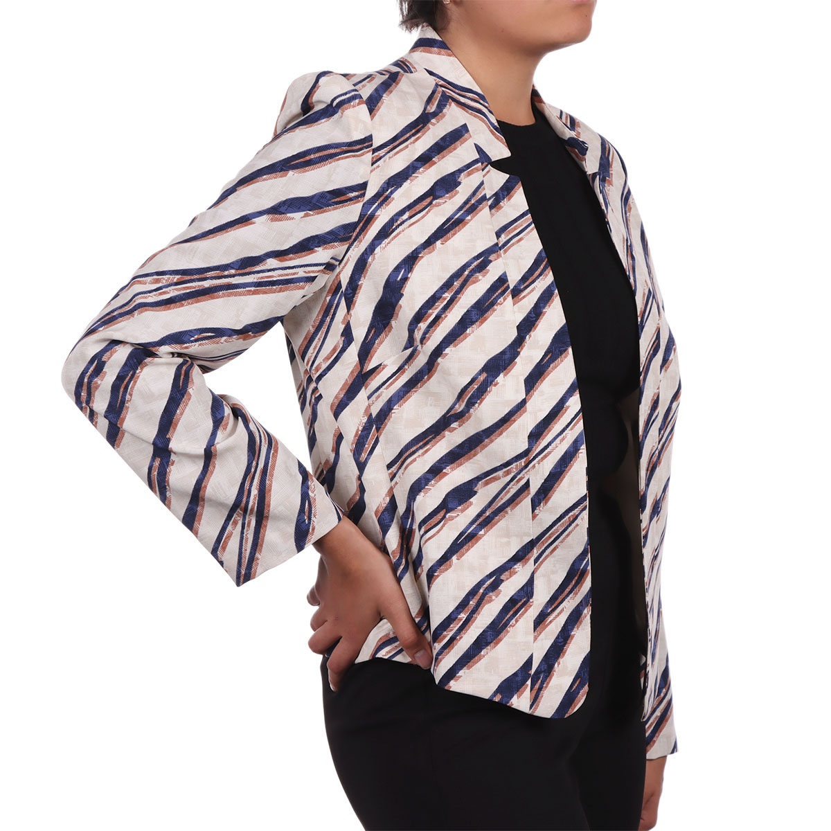 Saco Blazer Estampado Rayas Diva By Gamus para Mujer image number null