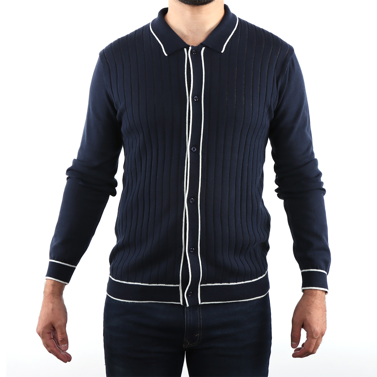 Su&eacute;ter Estilo Cardigan Textura Acanalada JNS para Hombre image number null