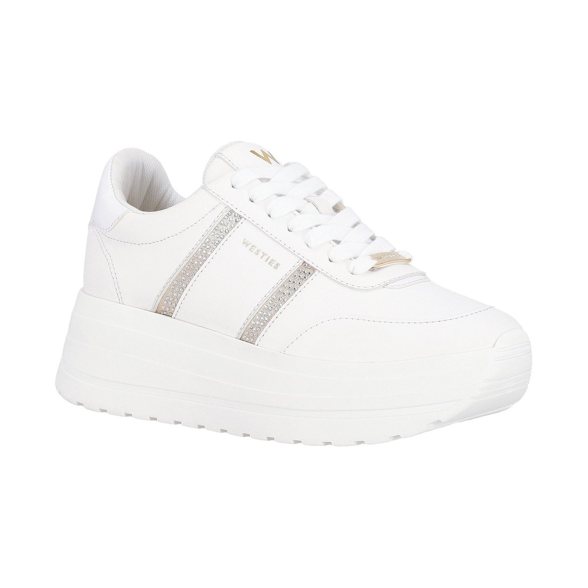 Tenis Plataforma Westies Blanco con Aplicaci&oacute;n Pedrer&iacute;a para Mujer image number null