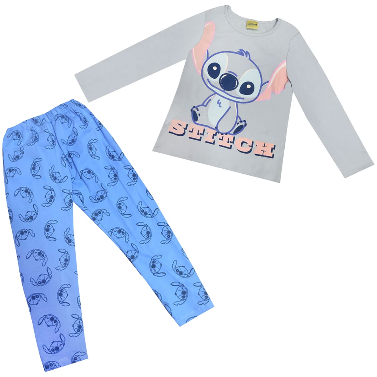 Pijama de Playera Manga Larga con Pantal&oacute;n Dise&ntilde;o Stitch Disney para Ni&ntilde;a image number null