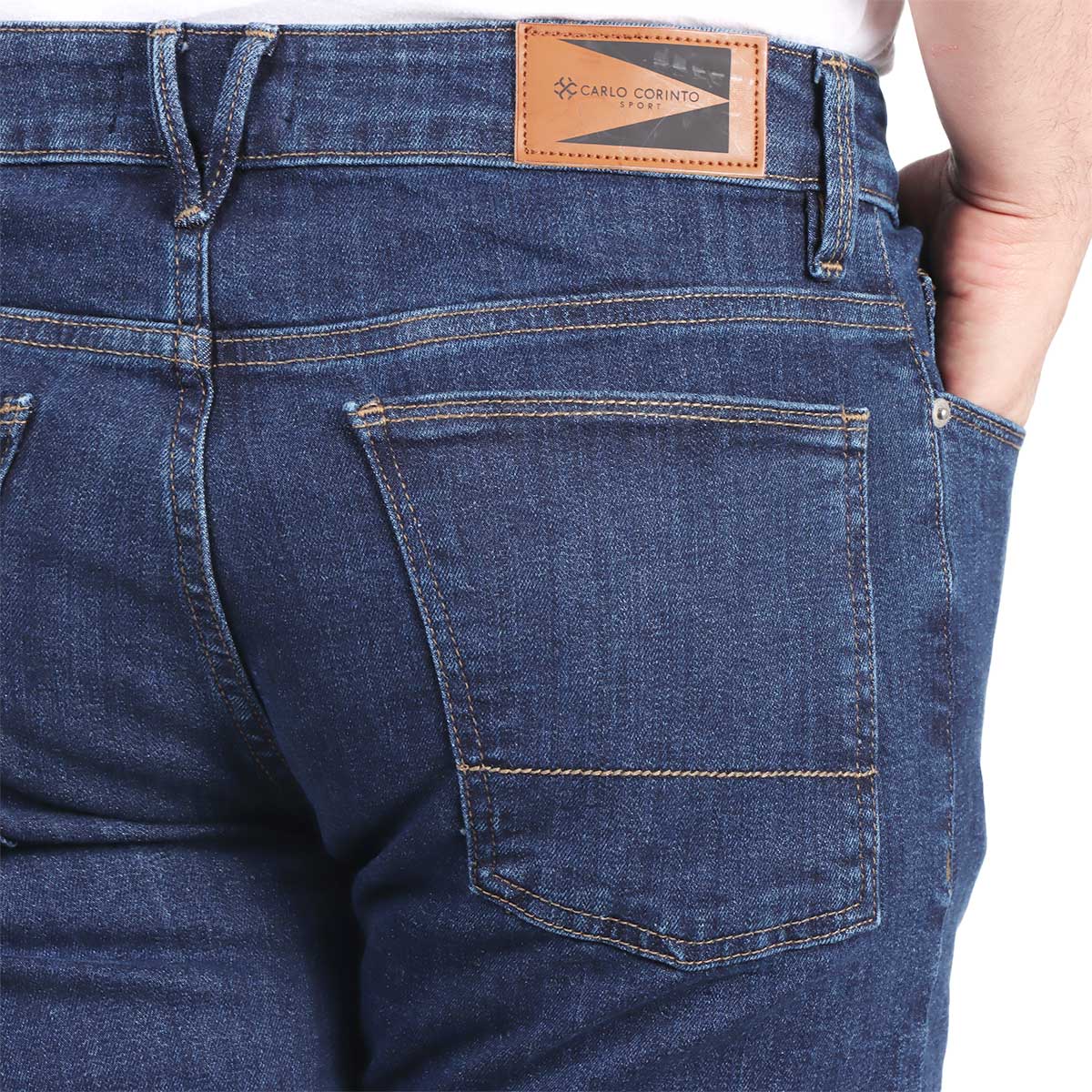 Jeans B&aacute;sicos Mezclilla Regular Carlo Corinto para Hombre image number null