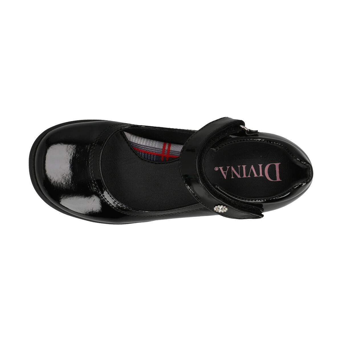 Zapato Escolar en Charol Divina con Velcro y Aplicaci&oacute;n para Ni&ntilde;a image number null