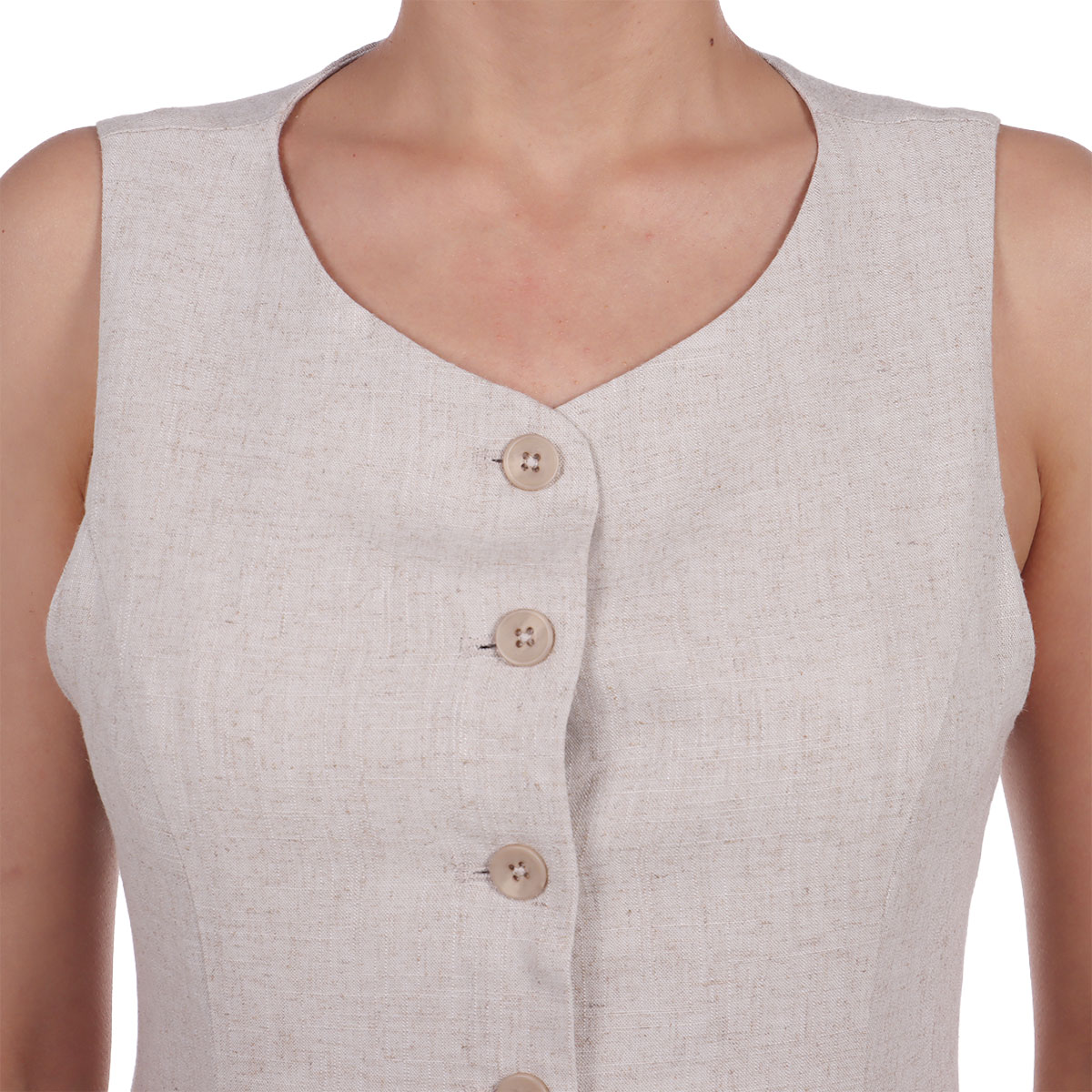 Chaleco de Lino con Botones Estilo Vers&aacute;til Dex para Mujer image number null