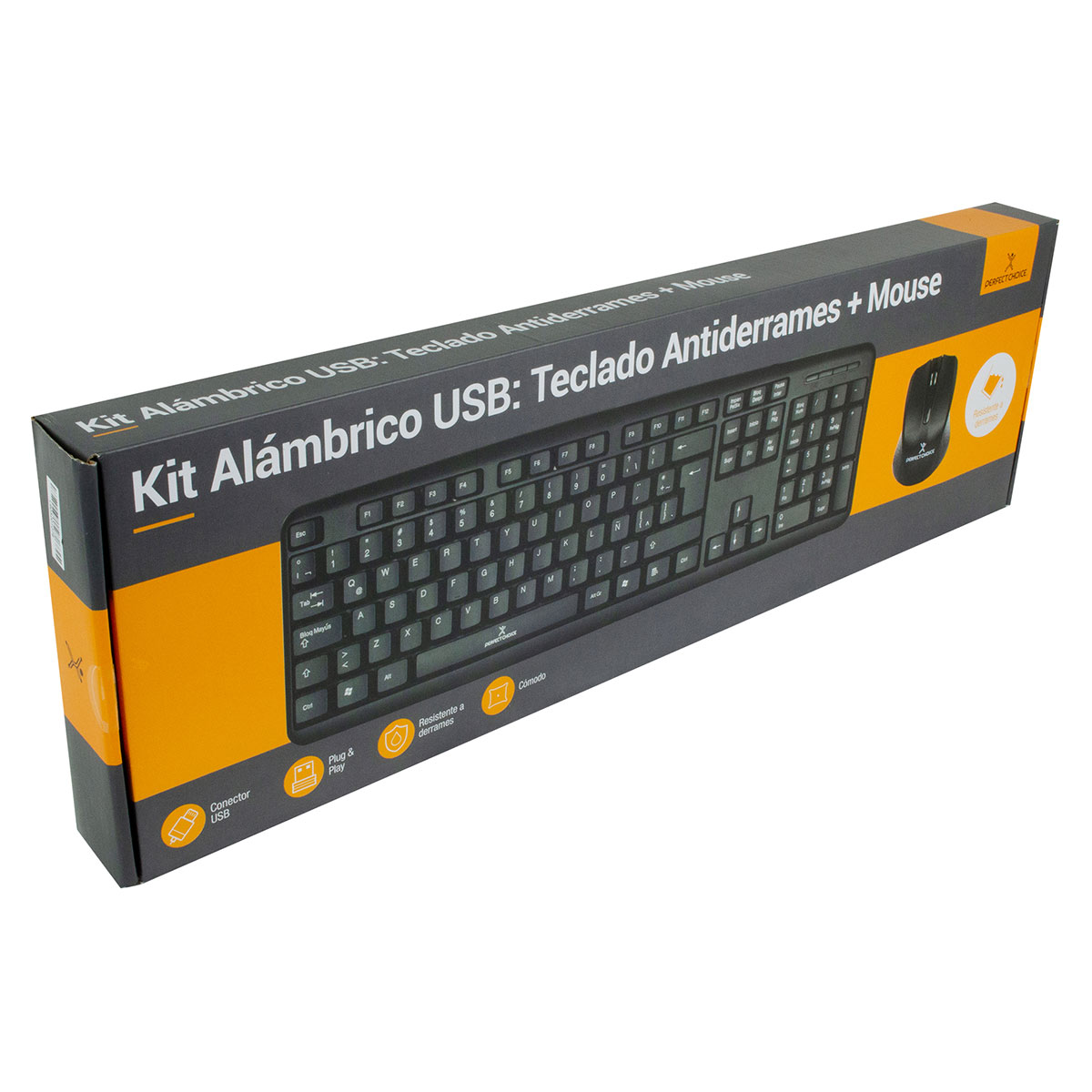 Paquete Teclado+ Mouse Al&aacute;mbrico Anti Derrames Perfect Choice image number null