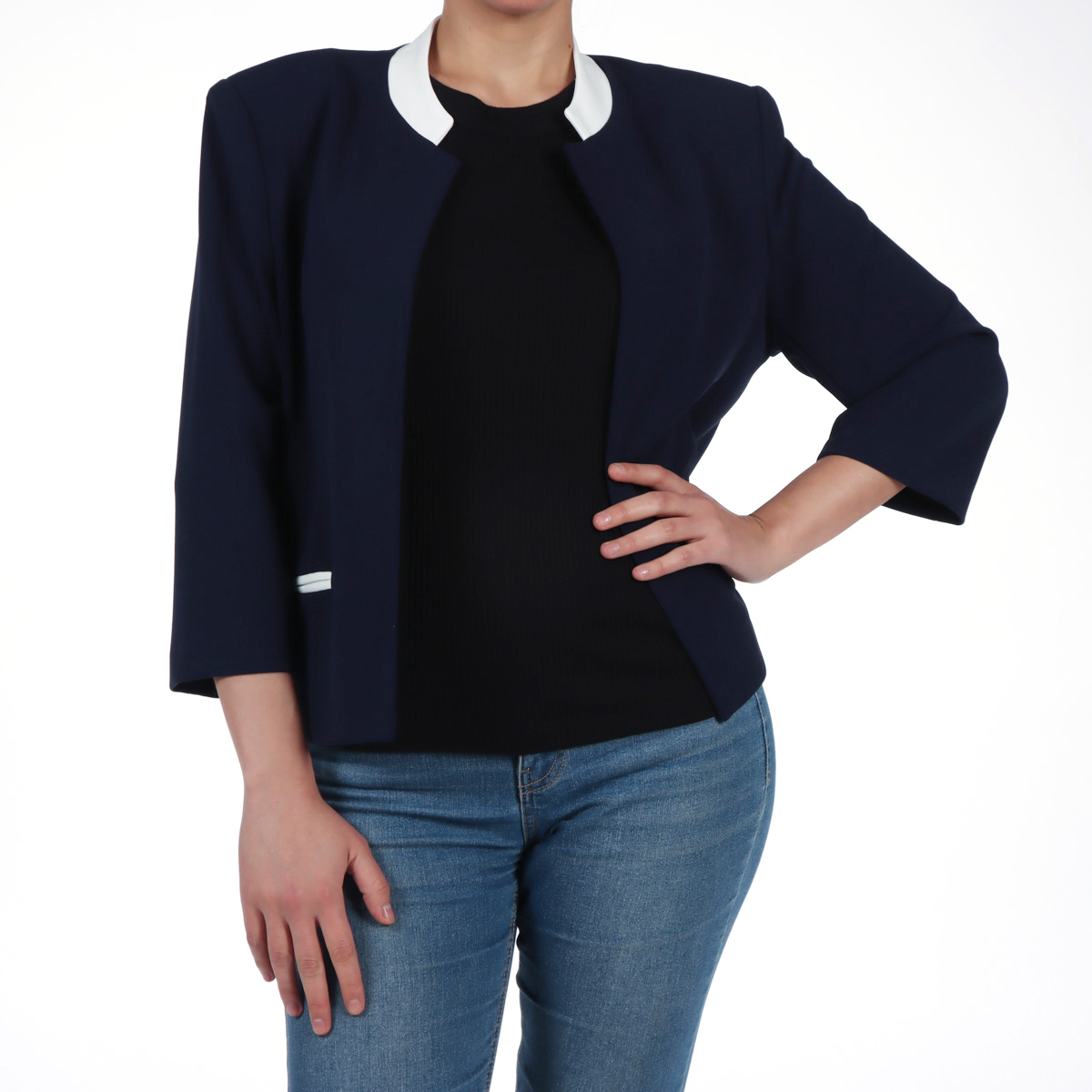 Saco Con Contraste En Cuello Redondo DIVA BY GAMUS para Mujer image number null