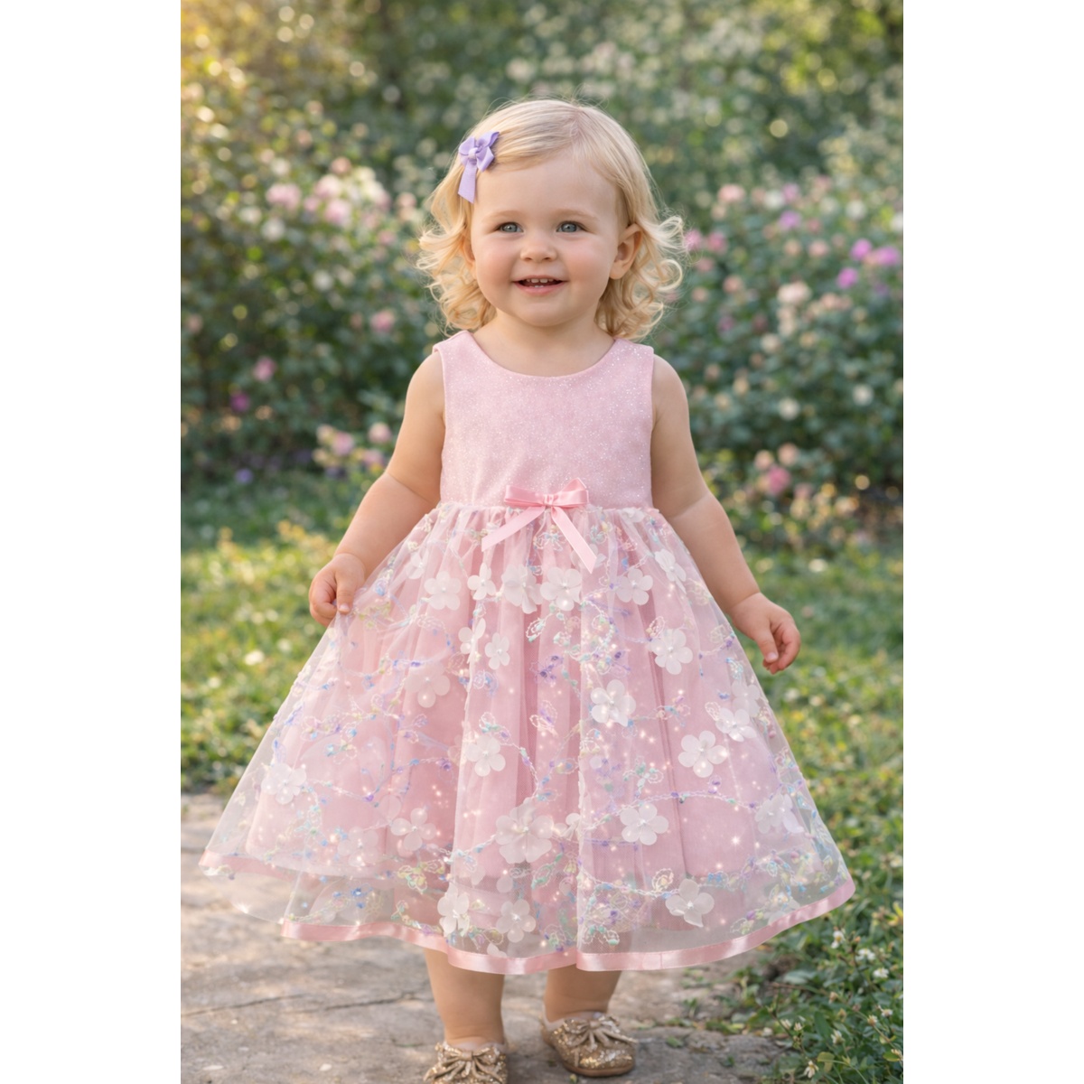 Vestido Flores sin Manga Pink Gallery para Ni&ntilde;a image number null
