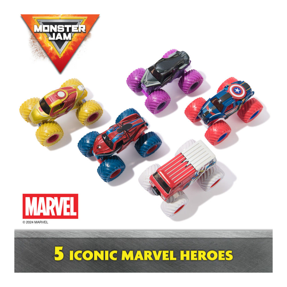 Monster Jam 1:64 Paquete de 5 h&eacute;roes Marvel SPIN MASTER image number null