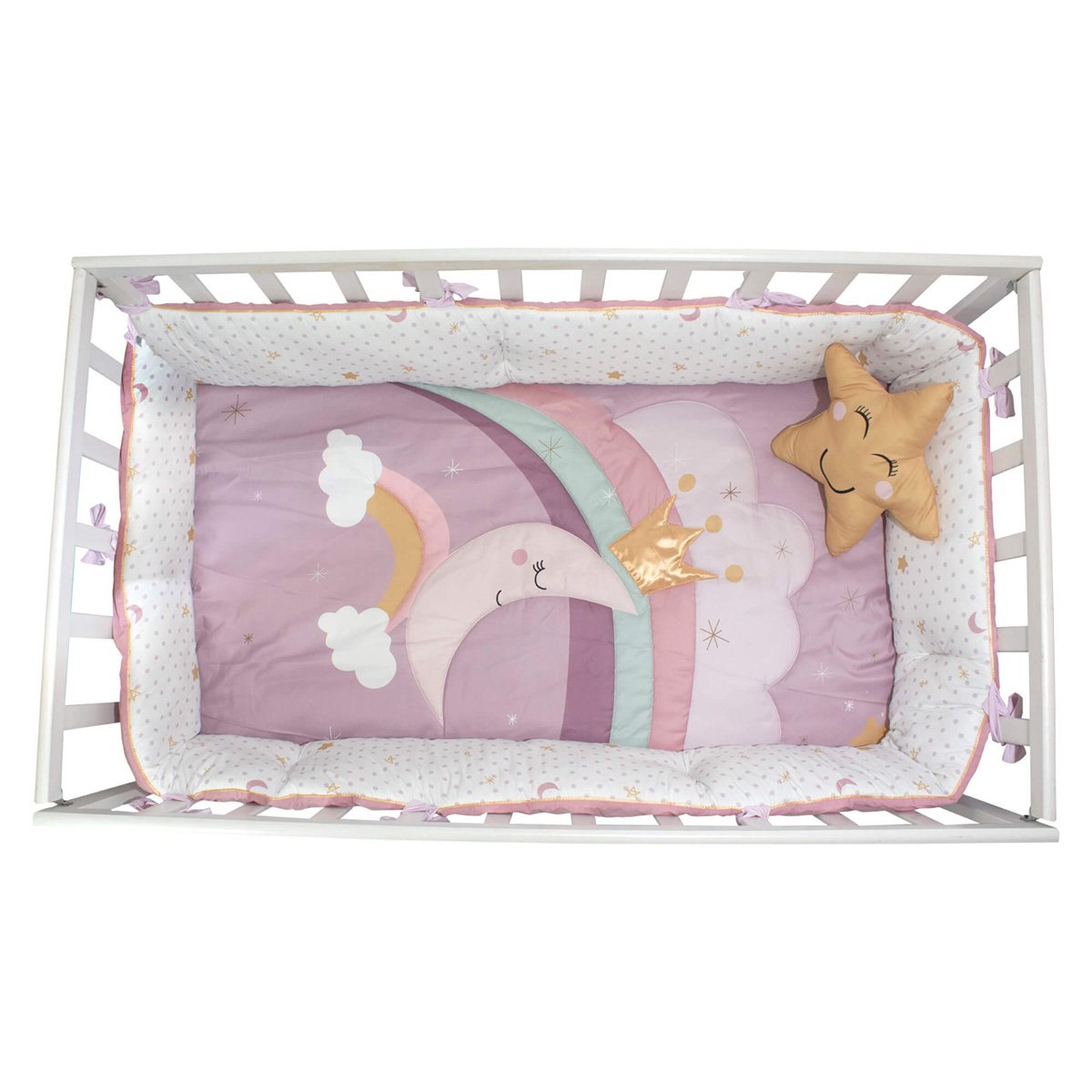 Juego de Cuna Cary Princesa Luna 70x130 cm 4 Piezas Lila image number null