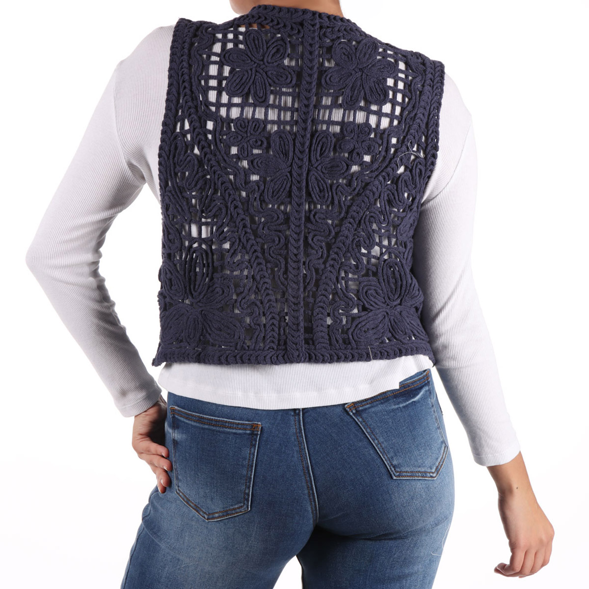 Chaleco Abierto Tejido de Algod&oacute;n Crochet Arqueology Mujer image number null