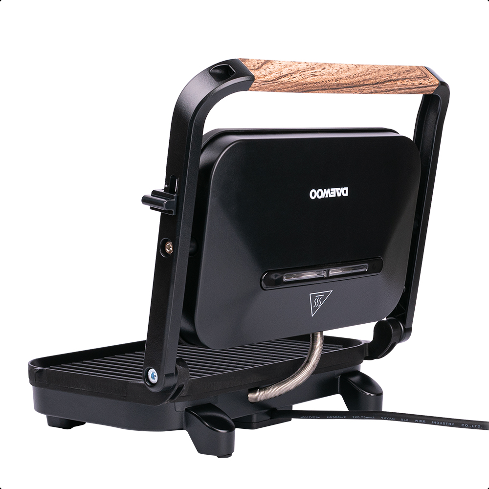 PARRILLA PANINI GRILL DAEWOO ANTIADHERENTE ACABADO DE MADERA DHG-2675 image number null