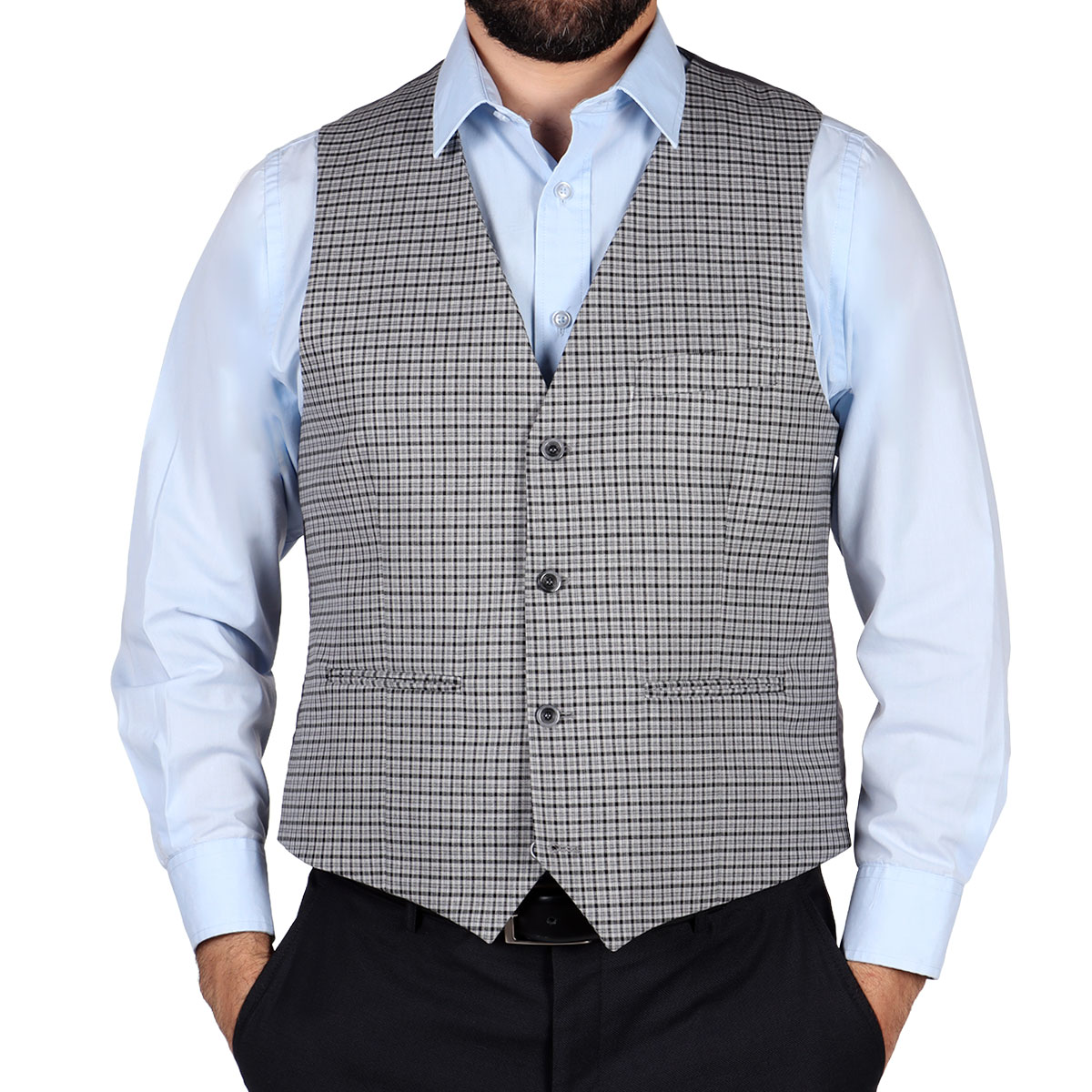 Chaleco Cuadros Cuello V con Botones Bruno Magnani Hombre image number null