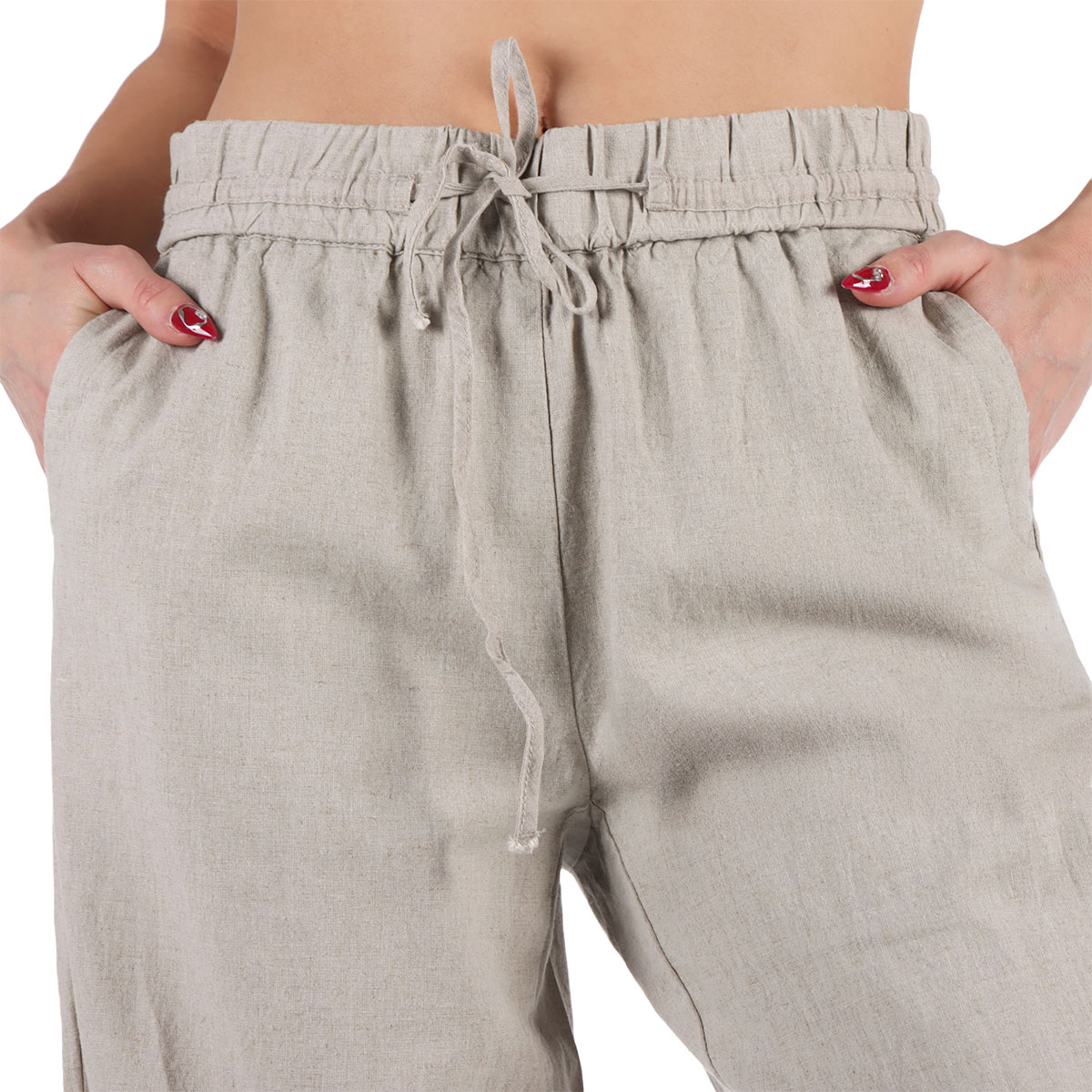 Pantal&oacute;n de Lino Pierna Ancha Tiro Medio Lifestyler Mujer image number null