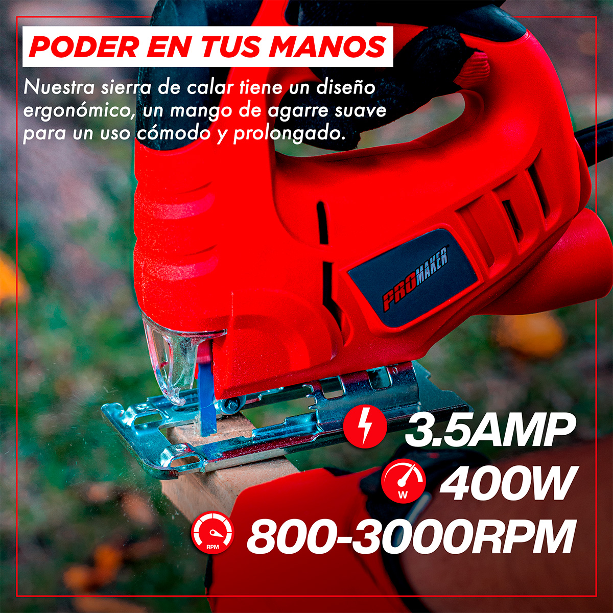 Sierra Caladora con 6 Velocidades Variables Promaker 400W PRO-SC400 image number null