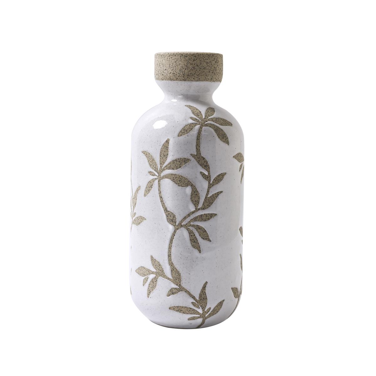 Vasija Cer&aacute;mica Floral Beige Rim Vintage Home image number null