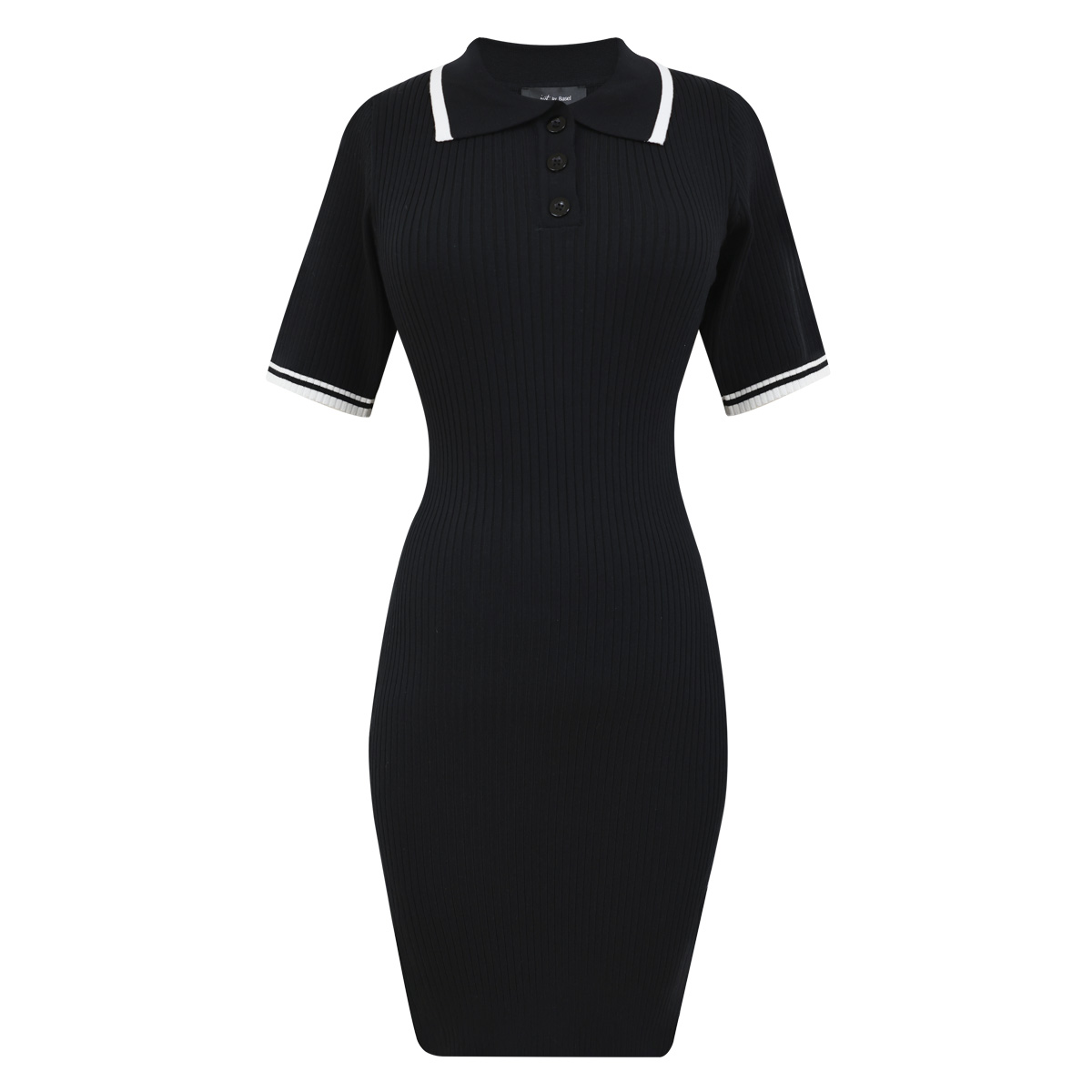 Vestido midi tipo polo de punto acanalado para Mujer Petite JUST BY BASEL image number null