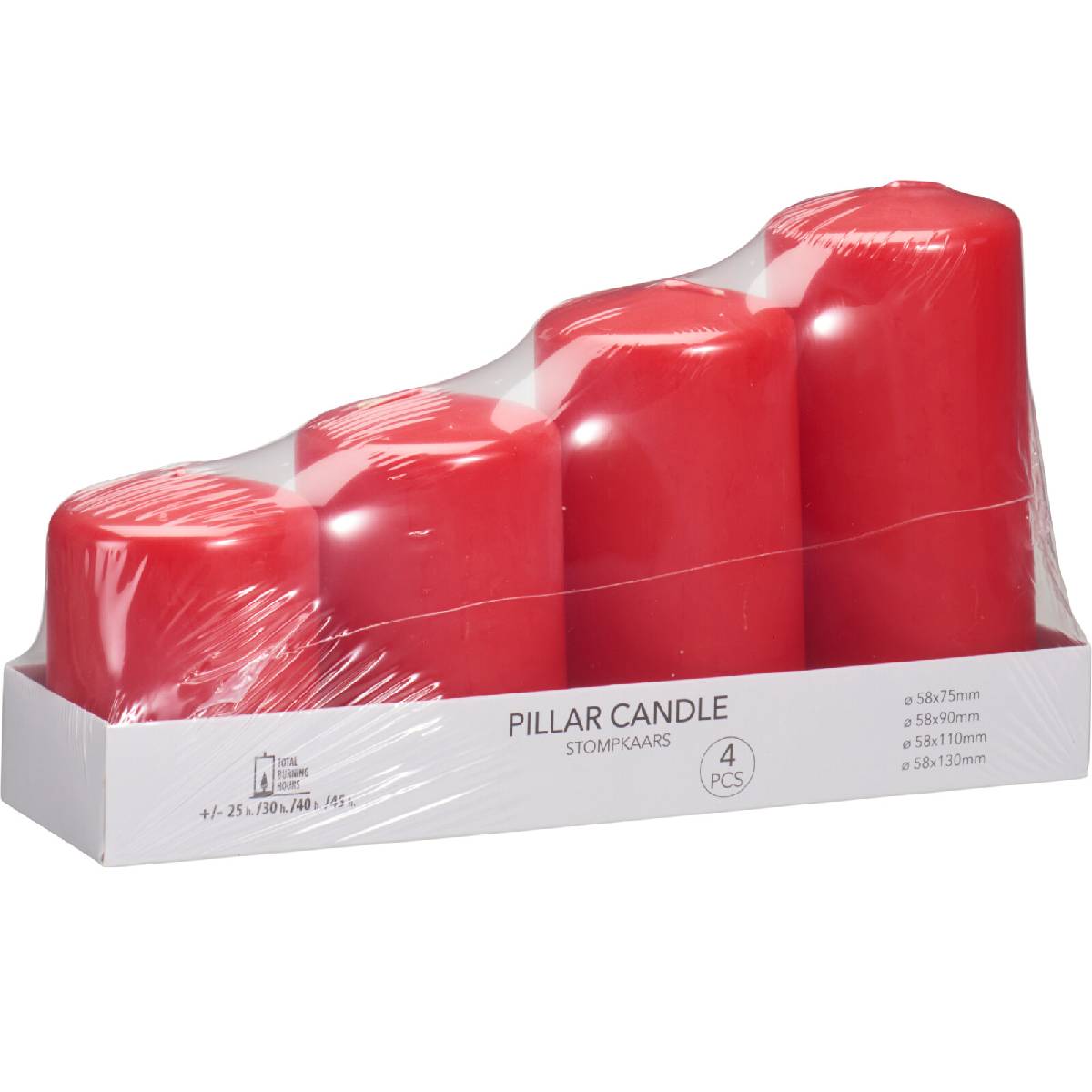 Set 4Pz Velas Parafina Rojo image number null