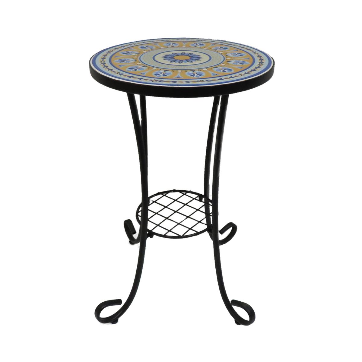 Mesa De Acento De Exterior Mosaic Flower Clock Vintage Home image number null