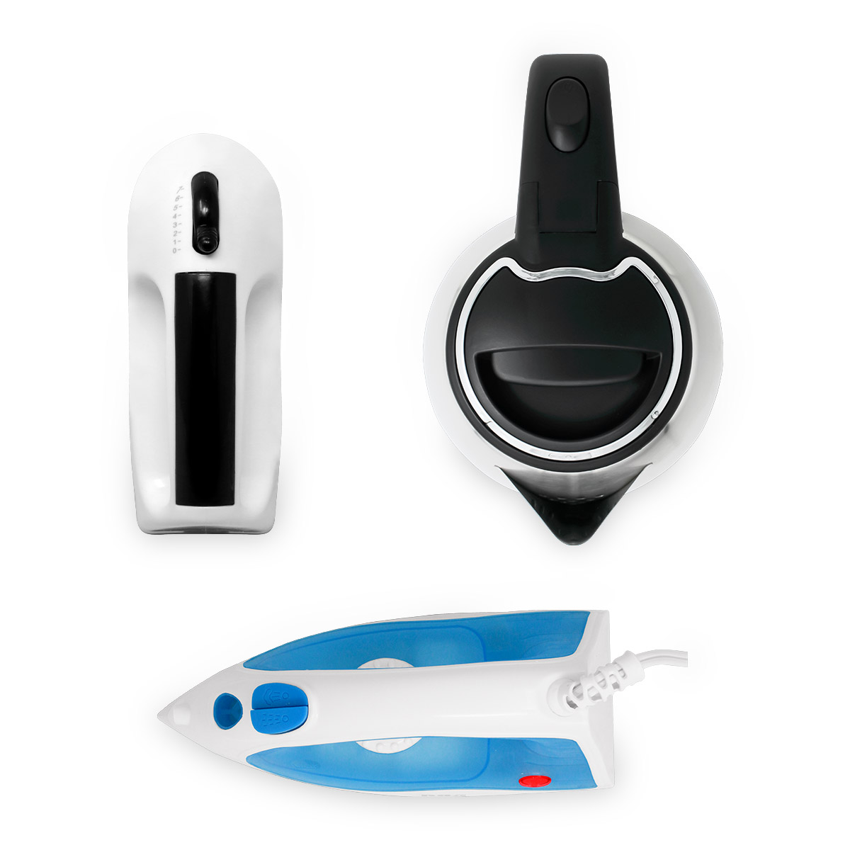 RCA Combo B&aacute;sico de Electrodom&eacute;sticos &ndash; Incluye Batidora de Mano, Tetera El&eacute;ctrica y Plancha de Vapor image number null