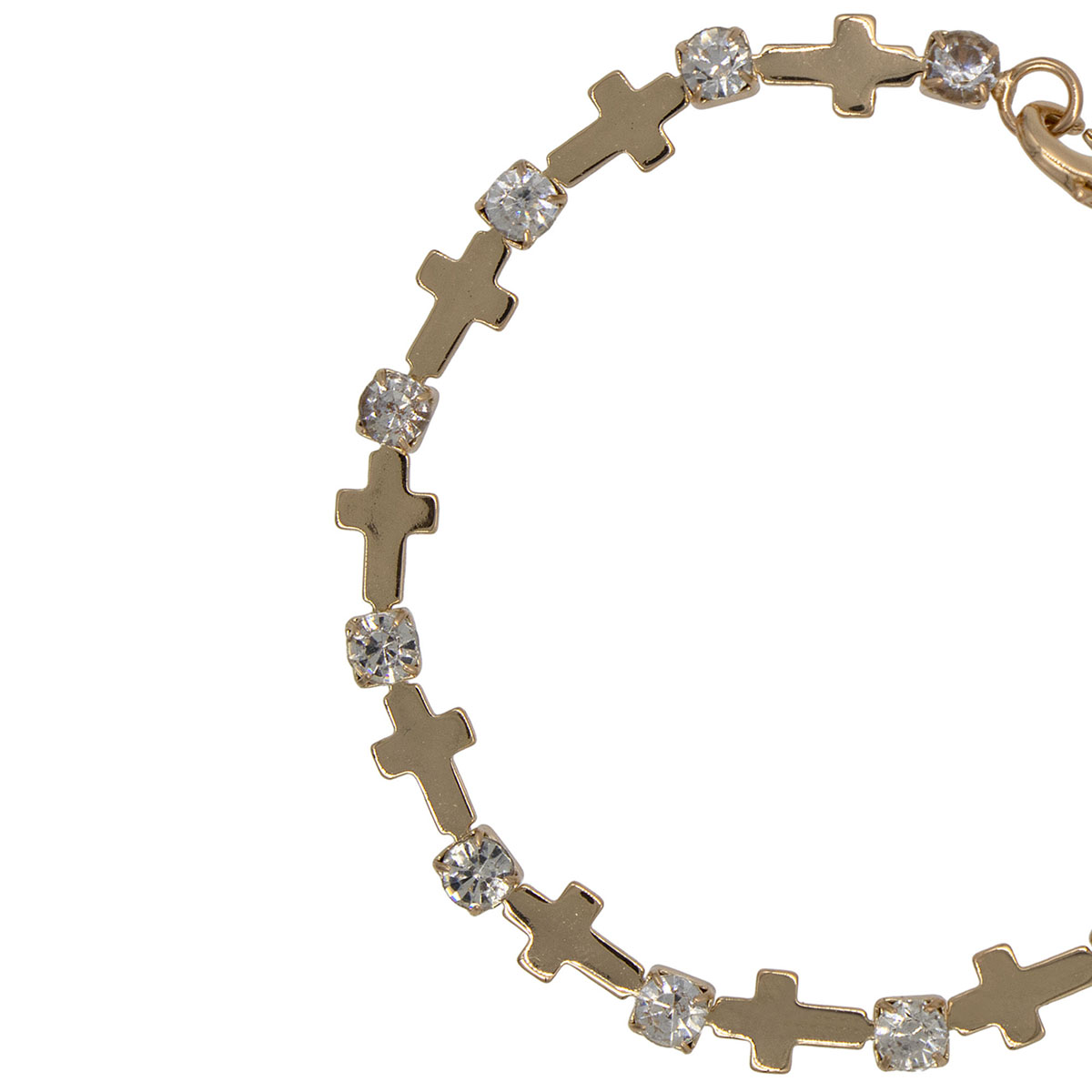Pulsera De Cruces Con Cubic Cz Acabado Dorado Joyer&iacute;a Religiosa image number null