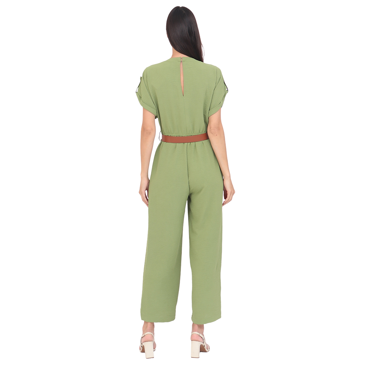 Jumpsuit Liso Con Cintur&oacute;n Duplan Para Mujer image number null
