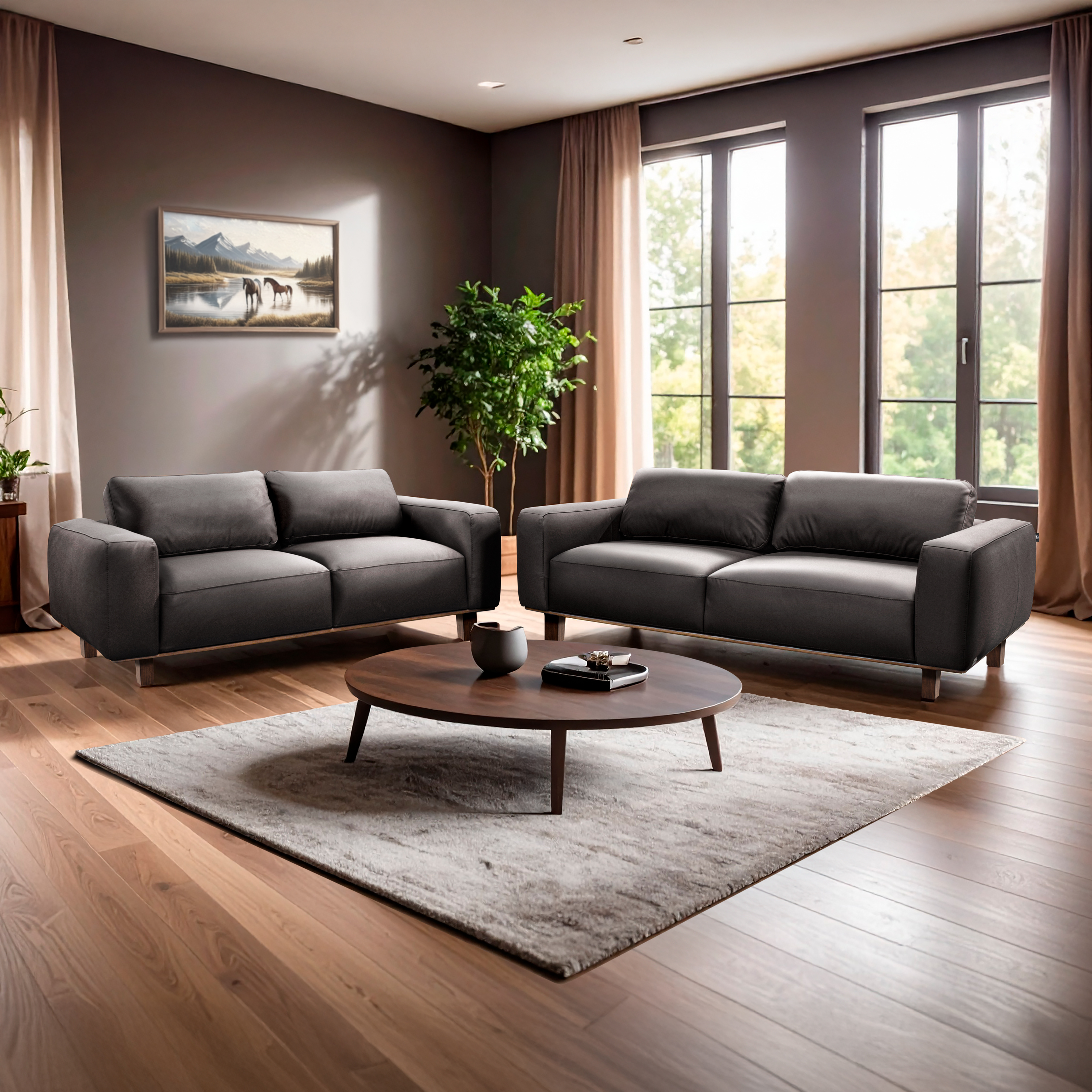 Love seat Chocolate Piel Odell Muebles Liz image number null