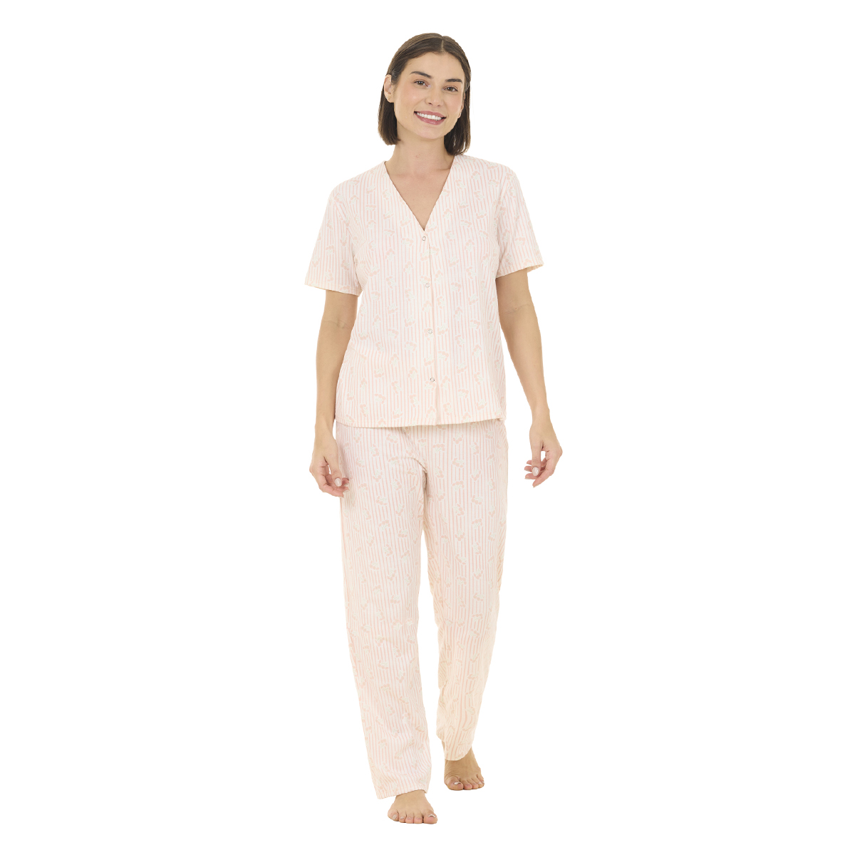 Pijama Camisa Manga Corta Y Pantal&oacute;n Tops & Bottoms Para Mujer image number null