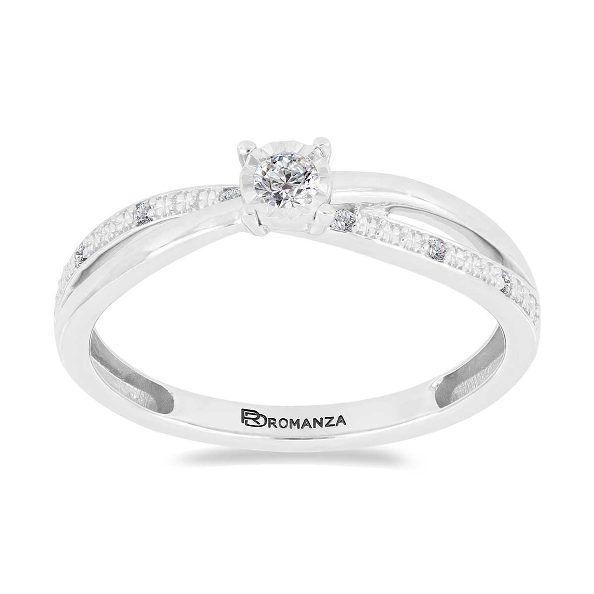 Solitario Oro Blanco 14K y 0.10 ct Diamante Romanza image number null