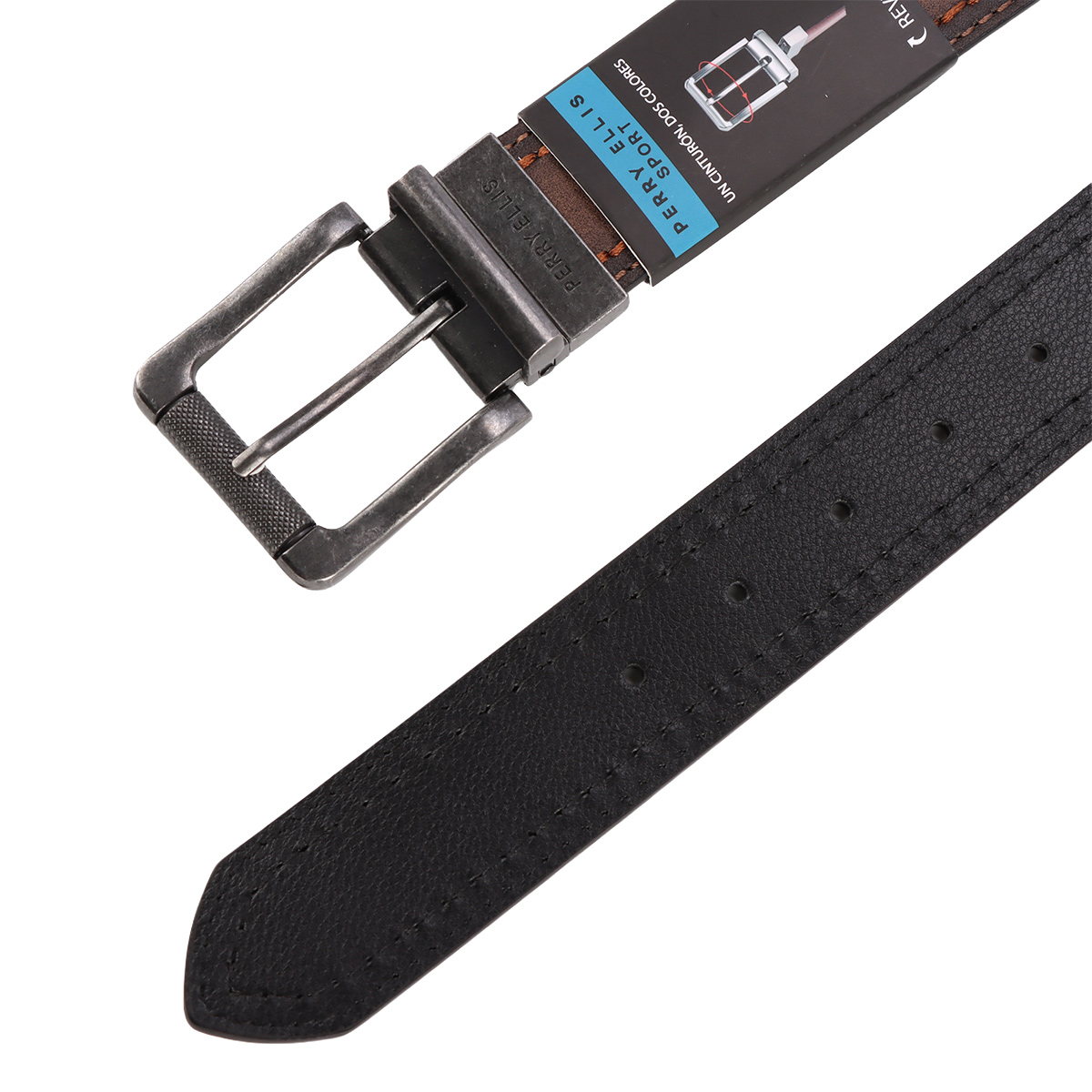 Cintur&oacute;n Reversible Hombre Perry Ellis Sport Negro Caf&eacute; image number null