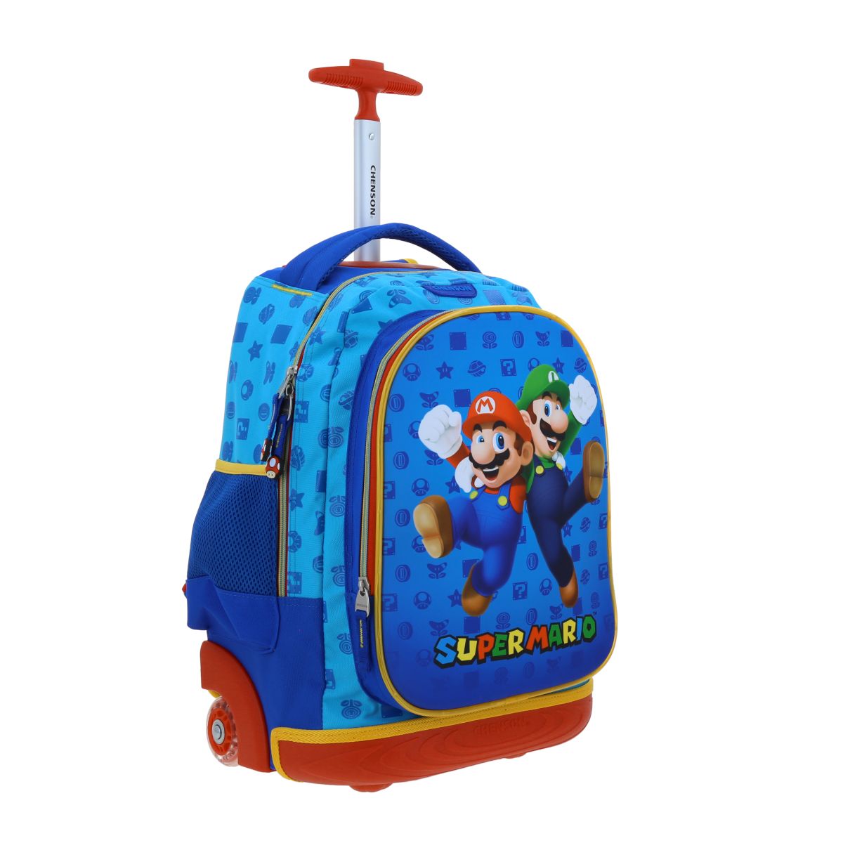 Mochila Con Ruedas Grande Mario Bros Azul image number null