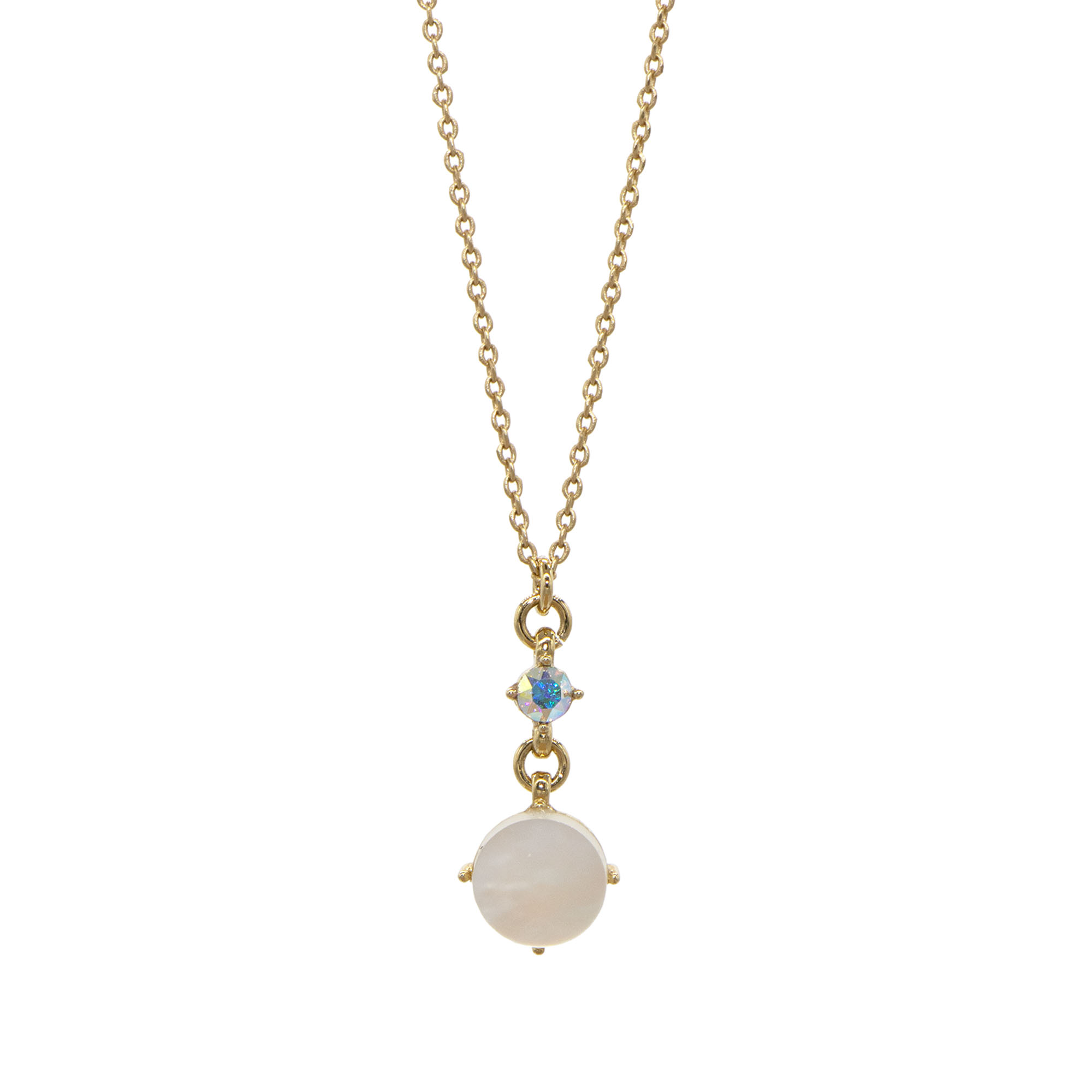 Collar Madre Perla Blanca y Microcristal Facetado Efecto AB Emanuel Ungaro image number null