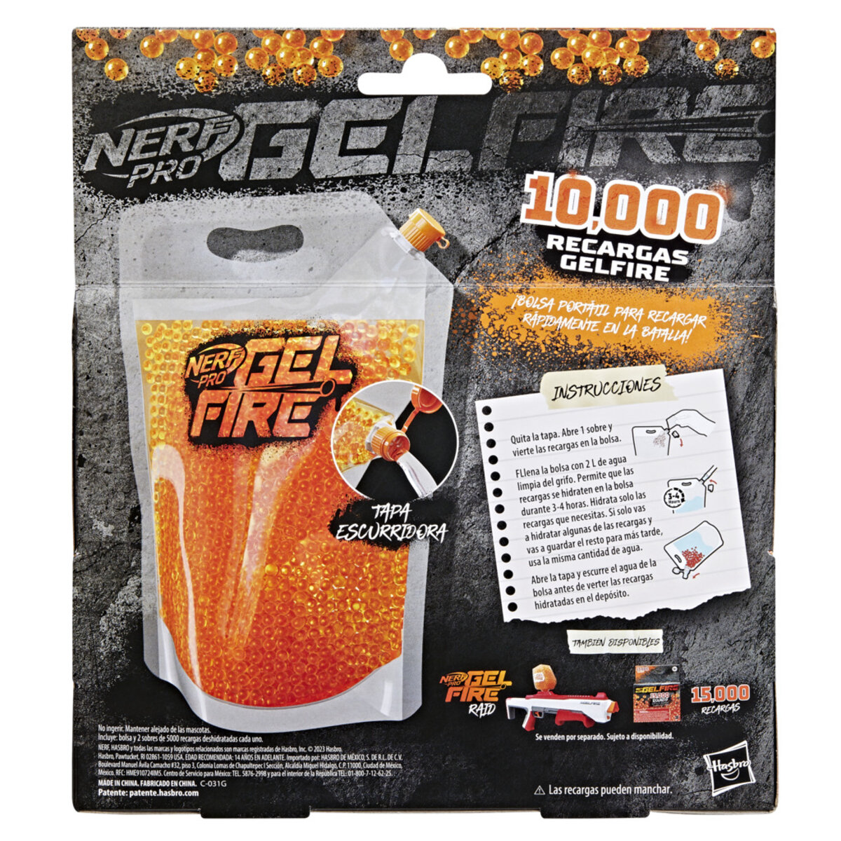 Bolsa Reutilizable Nerf Pro Gelfire Capacidad para 5.000 Recargas Hasbro image number null