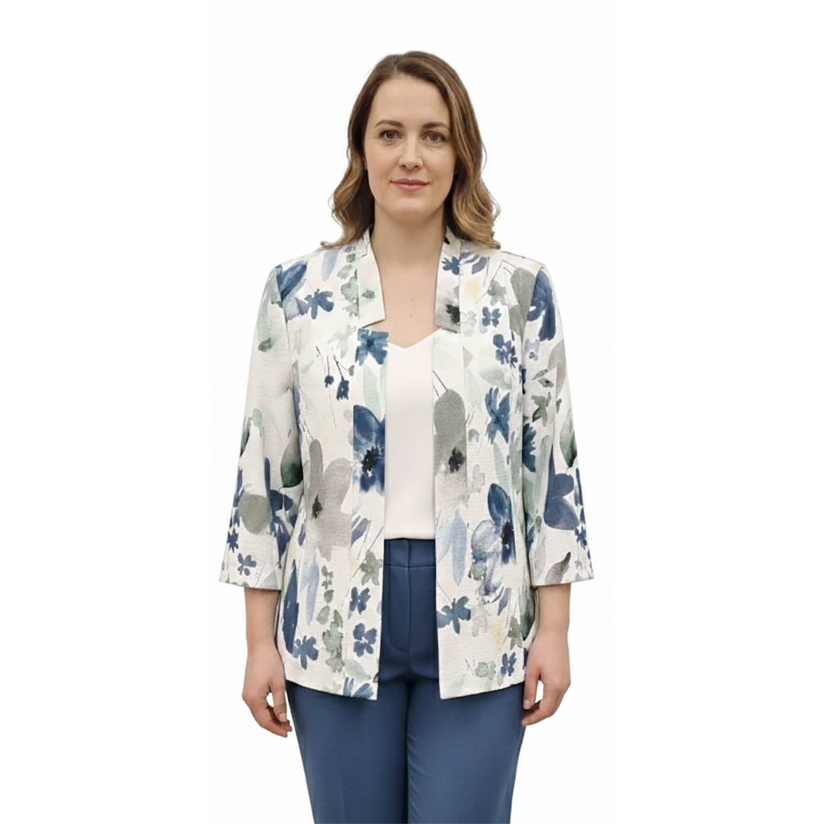 Conjunto de 3 Piezas de Saco Combinado Top y Pantal&oacute;n Liso Diva para Mujer image number null