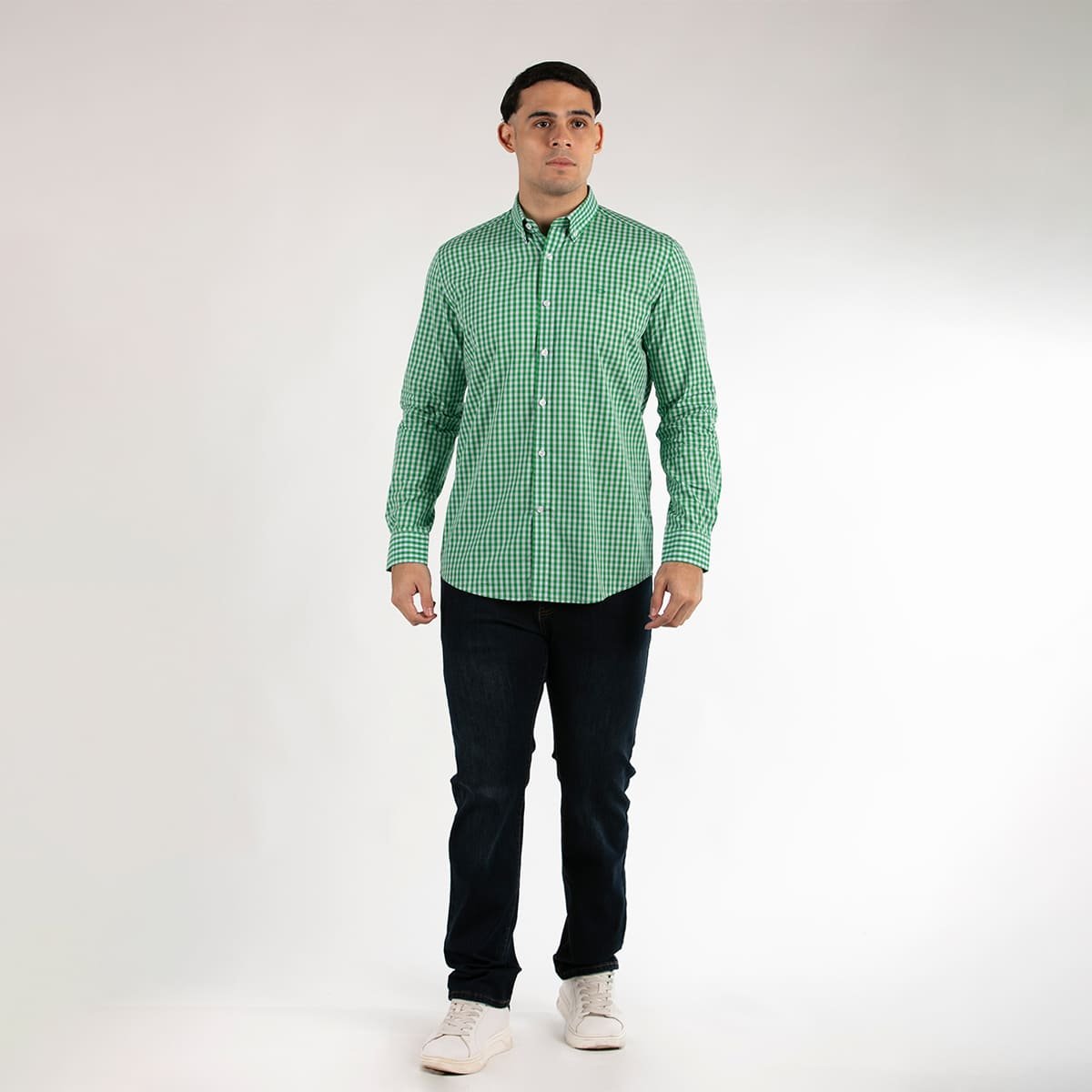 Camisa Casual Regular Fit Verde Cuadros Oscar de la Renta Manga Larga para Hombre image number null