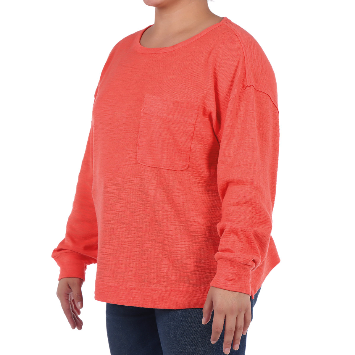 Sudadera Cuello Redondo con Bolsillo Dex para Plus Mujer Curvy image number null