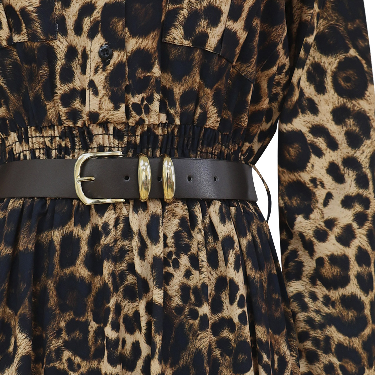 Vestido largo camisero estampado "Safari Chic" para Mujer Petite JUST BY BASEL image number null