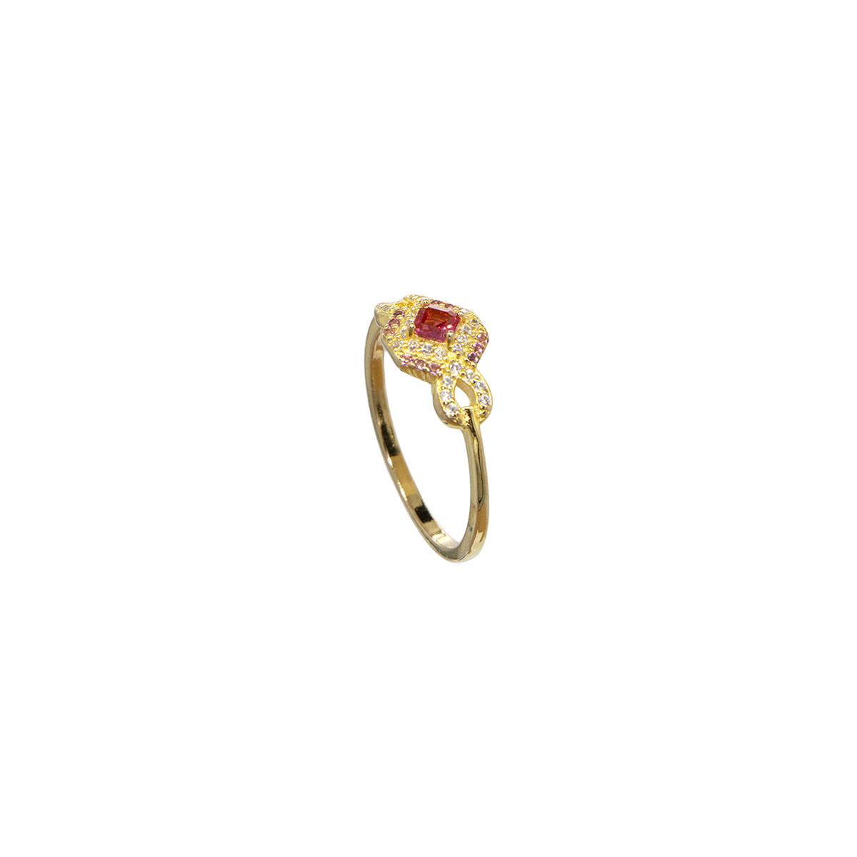 Anillo En Plata.925  T7 Con Circonias Rosa Y Cristal Carre image number null