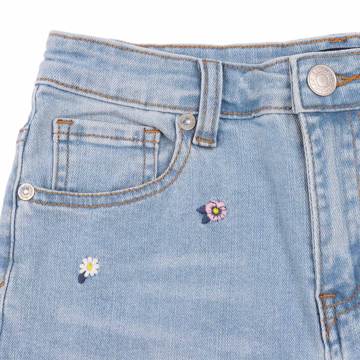 Short Mezclilla Bordado Flores Casual Jeanious Ni&ntilde;a image number null