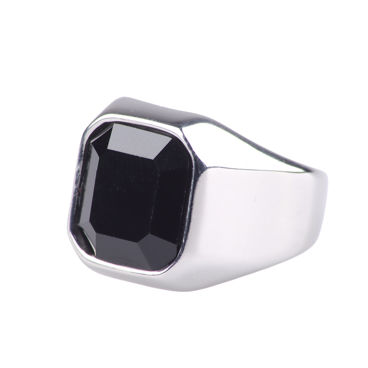 Anillo Hombre LEVEL 26 Acero Inoxidable Piedra Negra image number null