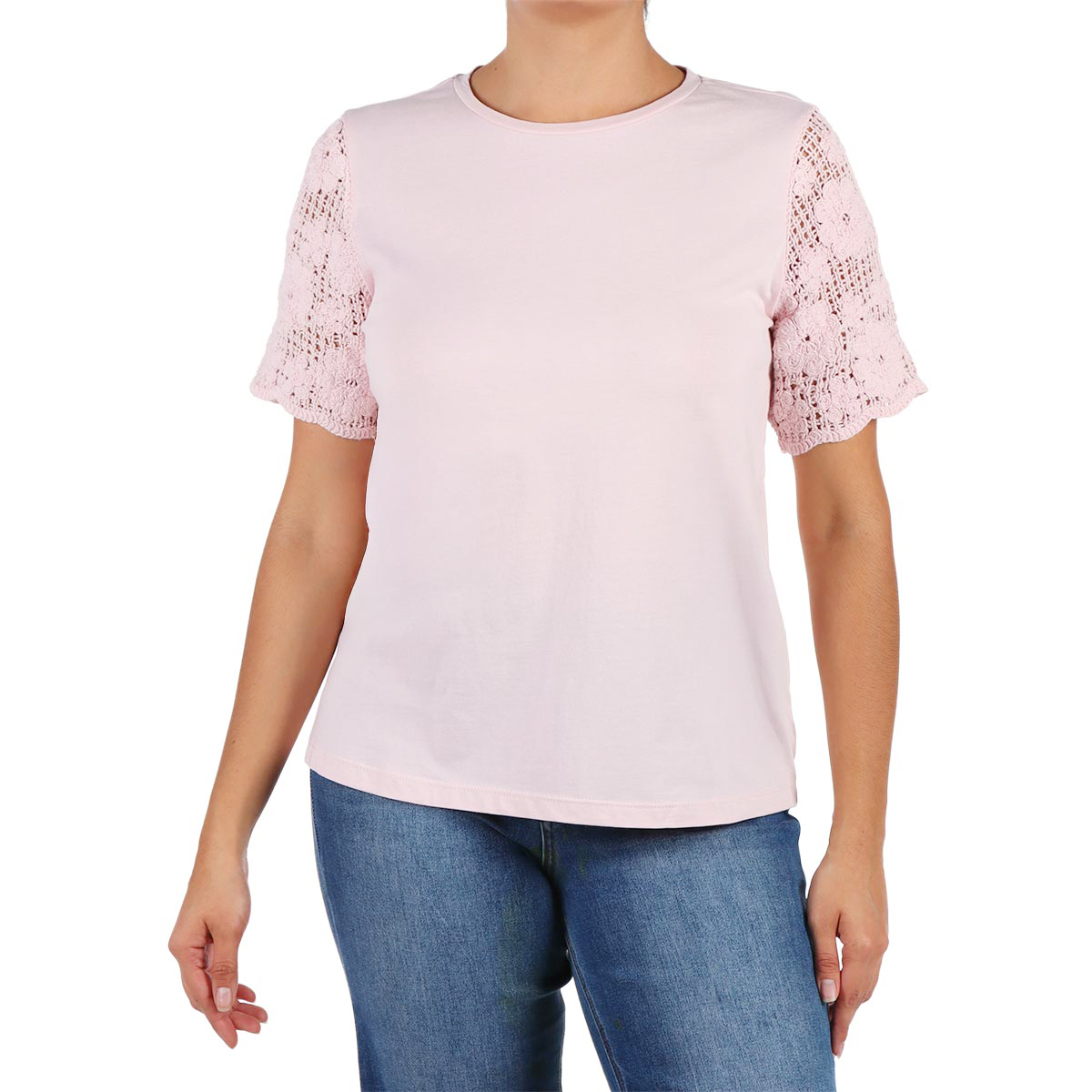 Playera Algod&oacute;n Crochet Manga Corta Arqueology Mujer image number null