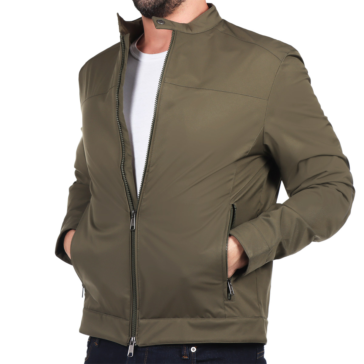 Chamarra Ligera Poli&eacute;ster Cuello Alto Bruno Magnani Hombre image number null