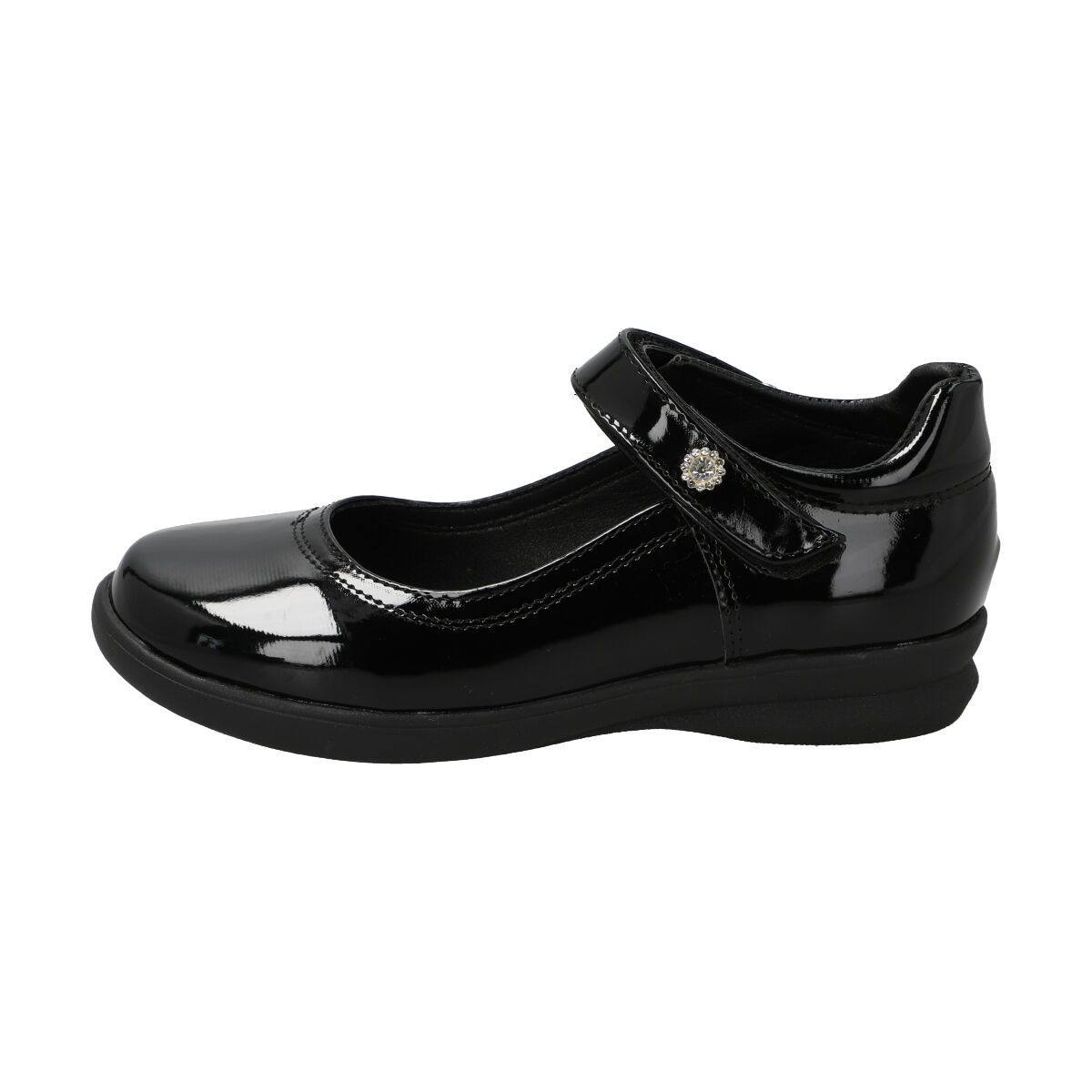 Zapato Escolar en Charol Divina con Velcro y Aplicaci&oacute;n para Ni&ntilde;a image number null